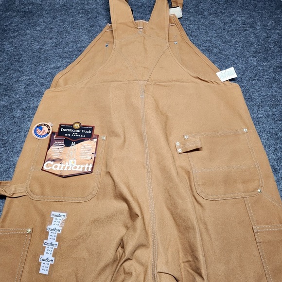 Carhartt Vintage Bib Overalls 6FB Double Knee 46x36 Deadstock Big Tall Union USA - Picture 1 of 12